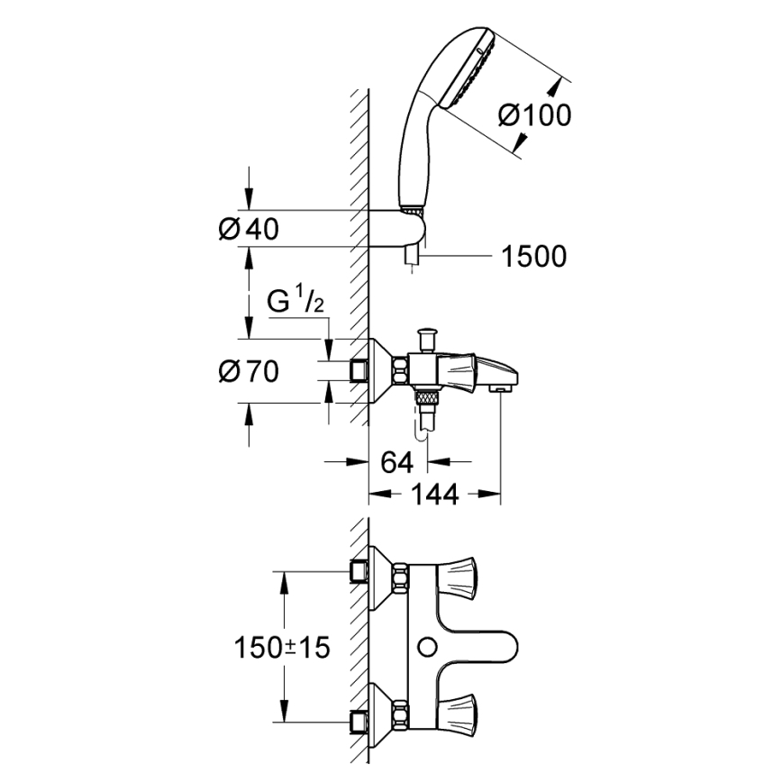 GROHE 2546010A - Badmengkraan COSTA L DN 15 glanzend chroom