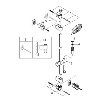 GROHE 26032001 - Doucheset VITALIO START 110, 600 mm, glanzend chroom