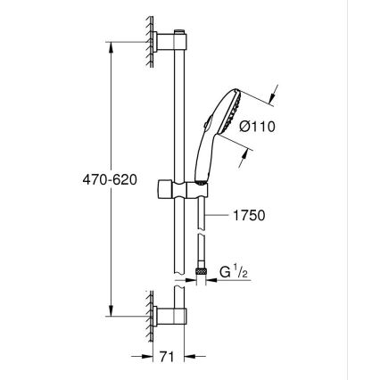 GROHE 26032001 - Doucheset VITALIO START 110, 600 mm, glanzend chroom