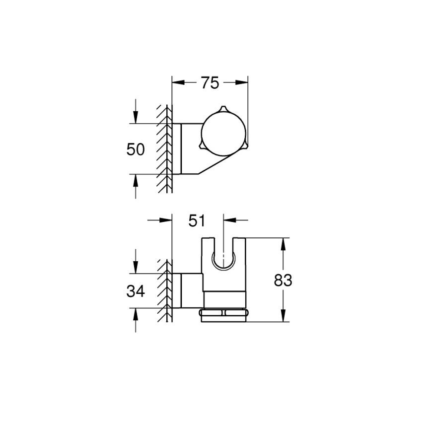 GROHE 261832431 - Wandhouder voor handdouche VITALIO UNIVERSAL zwart