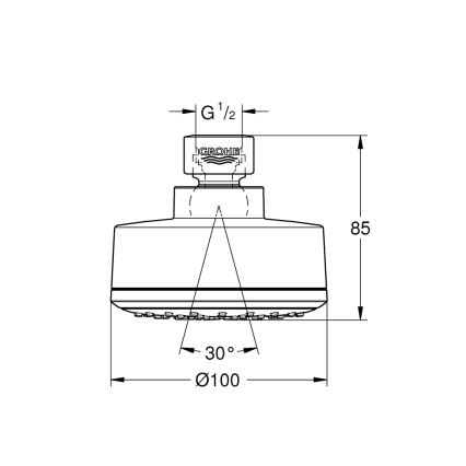 GROHE 26366001 - Tête de douche RAINSHOWER 210 mm chrome brillant