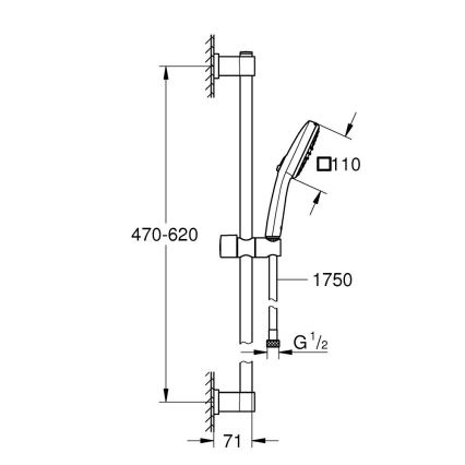 GROHE 26398001 - Ensemble de douche VITALIO COMFORT 110 600 mm chromé brillant