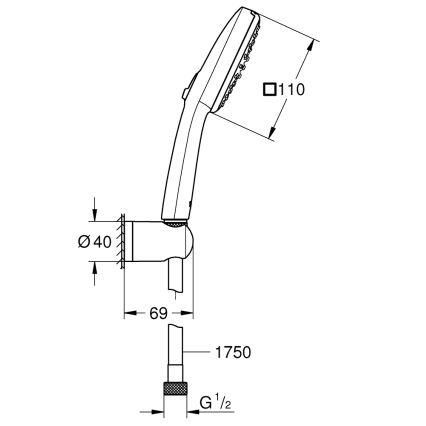 GROHE 263992431 - Doucheset VITALIO COMFORT 110 110 mm zwart