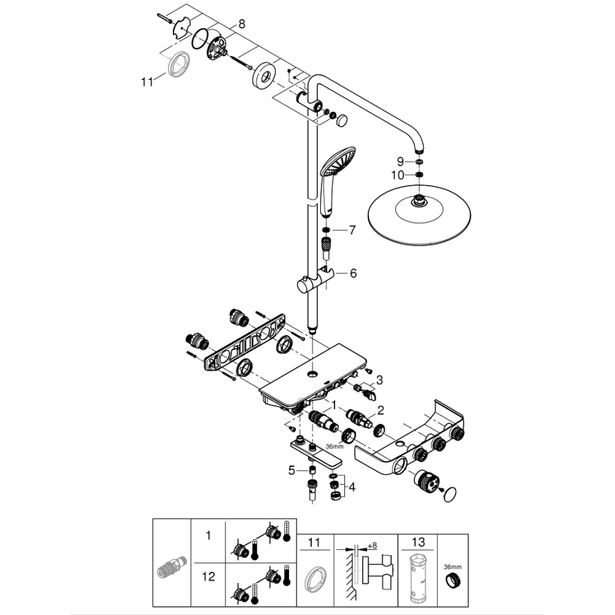 GROHE 26510000 - Douchesysteem EUPHORIA SMARTCONTROL 450 mm, glanzend chroom