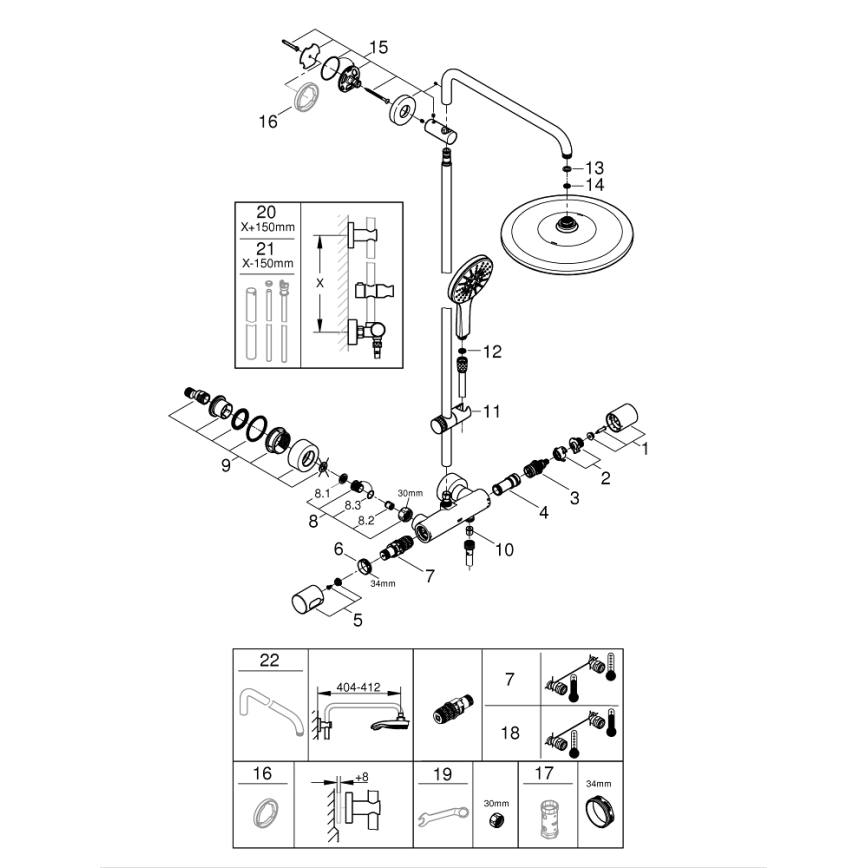 GROHE 26648000 - Douchesysteem RAINSHOWER SMARTACTIVE 310 450 mm glanzend chroom