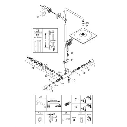 GROHE 26652000 - Système de douche RAINSHOWER SMARTACTIVE 310, 450 mm, chromé brillant