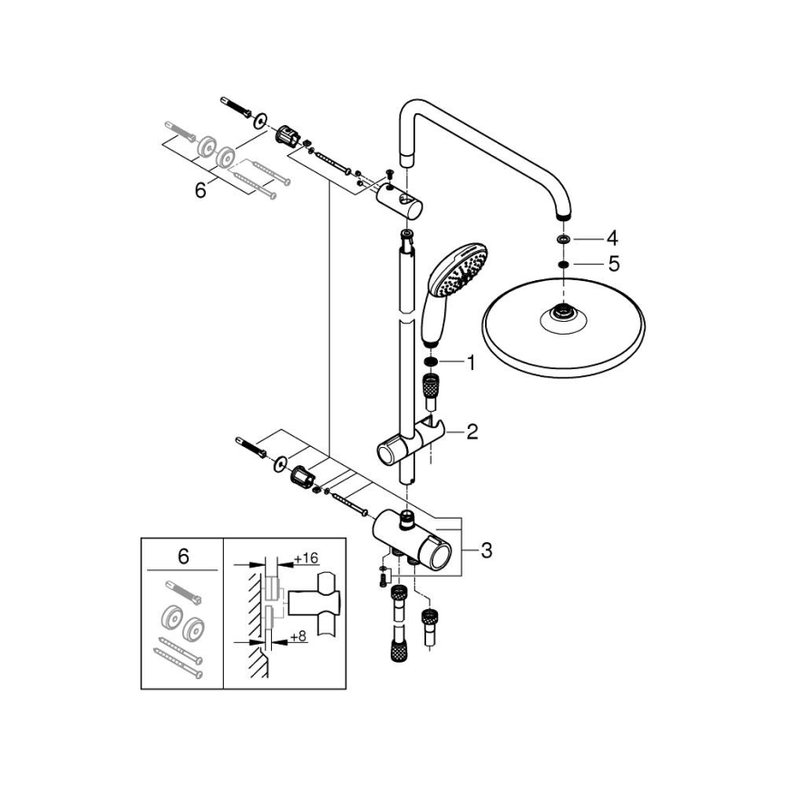 GROHE 26680001 - Douchesysteem VITALIO START SYSTEM 250 390 mm, metaal, chroom