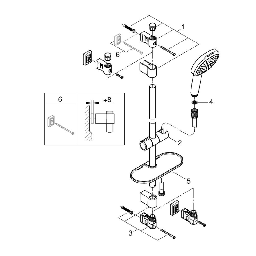 GROHE 26929001 - Doucheset VITALIO COMFORT 110 600 mm glanzend chroom