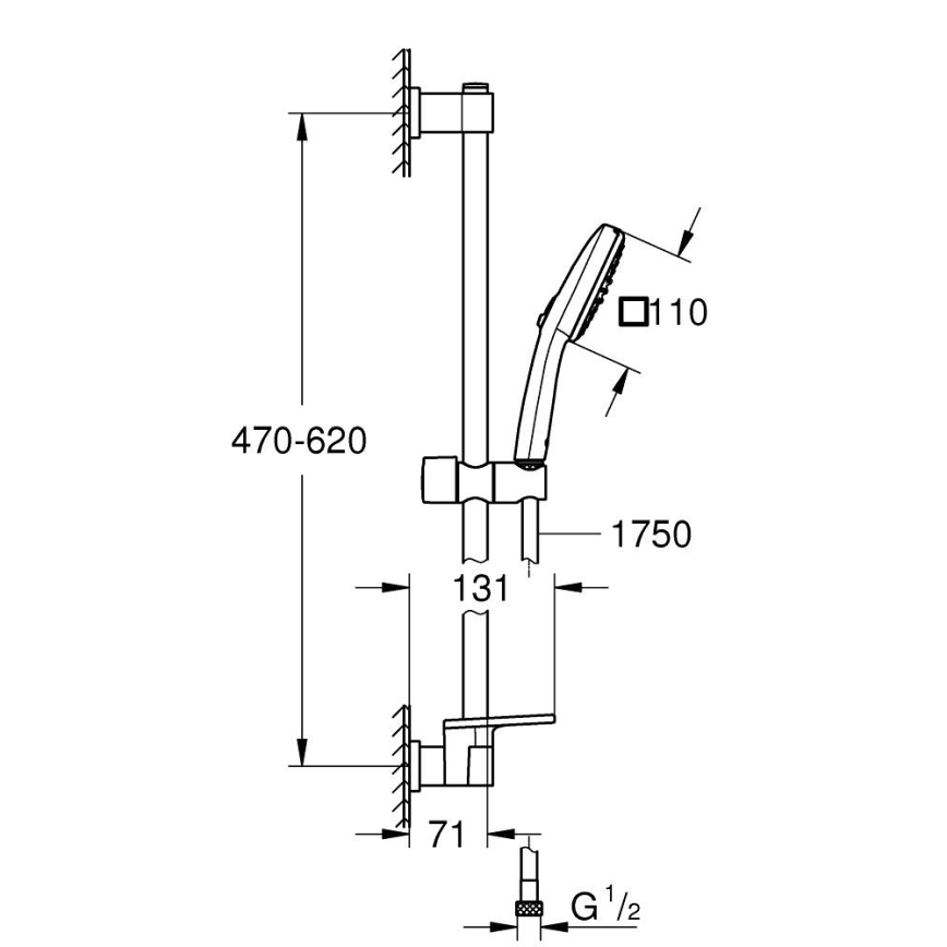 GROHE 26929001 - Doucheset VITALIO COMFORT 110 600 mm glanzend chroom