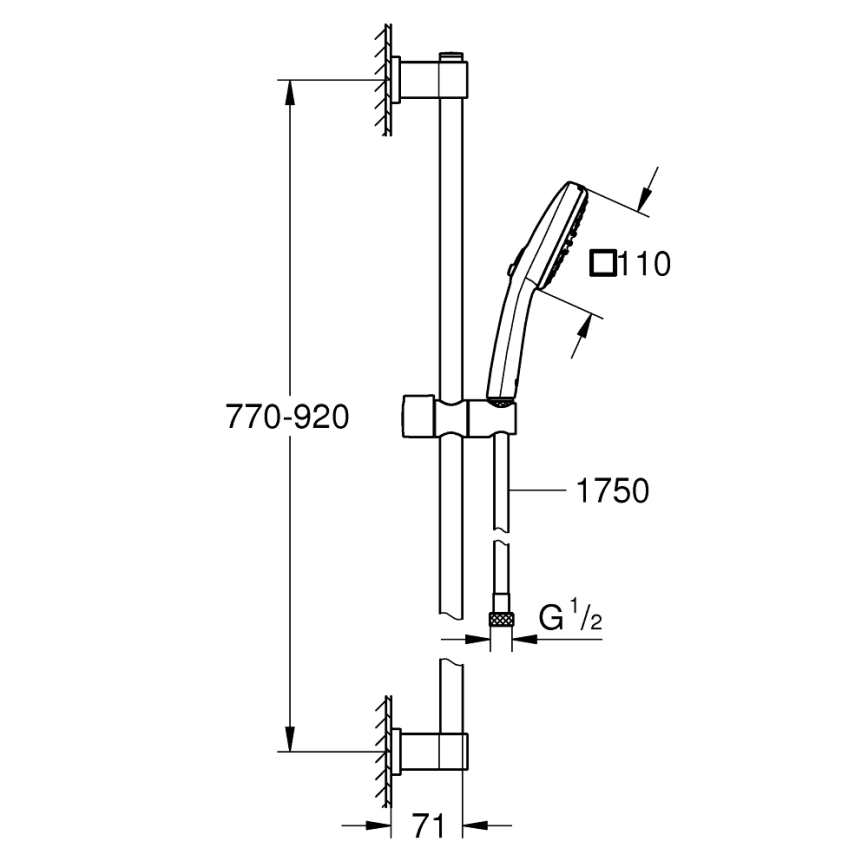 GROHE 26930001 - Doucheset VITALIO COMFORT 110 900 mm glanzend chroom