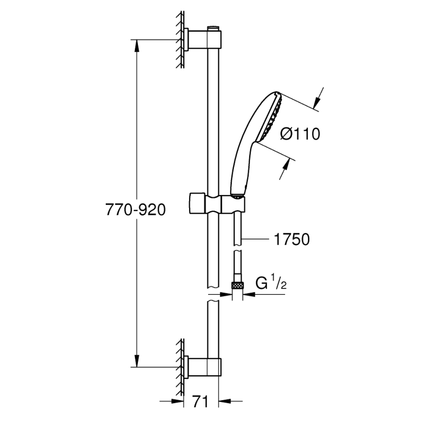 GROHE 26953001 - Doucheset VITALIO START 110, 900 mm, glanzend chroom