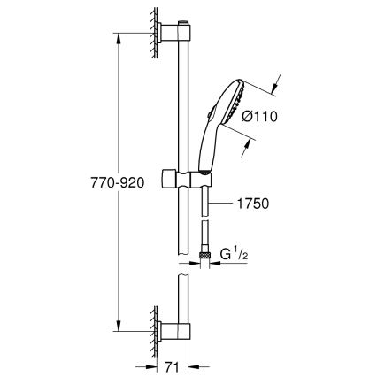 GROHE 269542431 - Doucheset VITALIO START 110 900 mm zwart