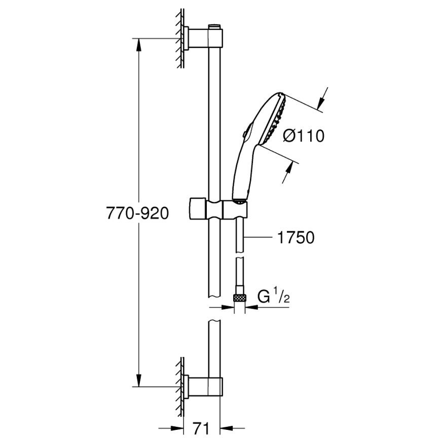 GROHE 269542431 - Ensemble de douche VITALIO START 110 900 mm noir