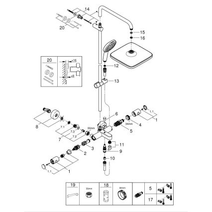 GROHE 26984001 - Système de douche VITALIO COMFORT 390 mm chrome brillant