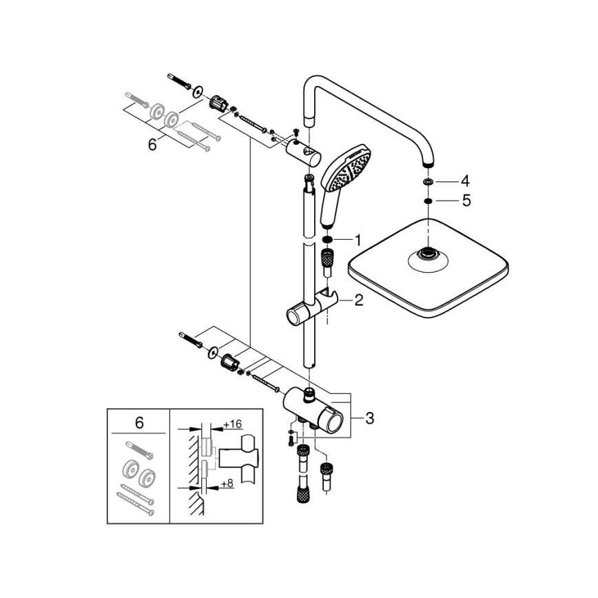 GROHE 26986001 - Système de douche VITALIO COMFORT 250 chrome brillant
