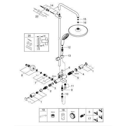 GROHE 269882431 - Douchesysteem VITALIO START SYSTEM 250 390 mm zwart