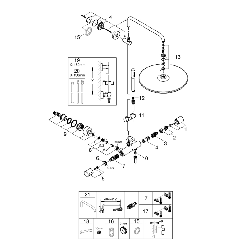 GROHE 27174001 - Douchesysteem RAINSHOWER SYSTEM 400 450 mm glanzend chroom
