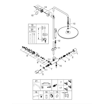 GROHE 27174001 - Système de douche RAINSHOWER SYSTEM 400 450 mm chromé brillant