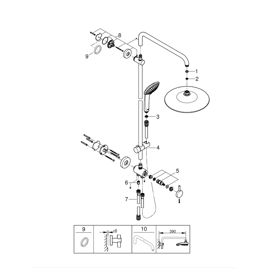GROHE 27421002 - Système de douche EUPHORIA 260, chrome brillant