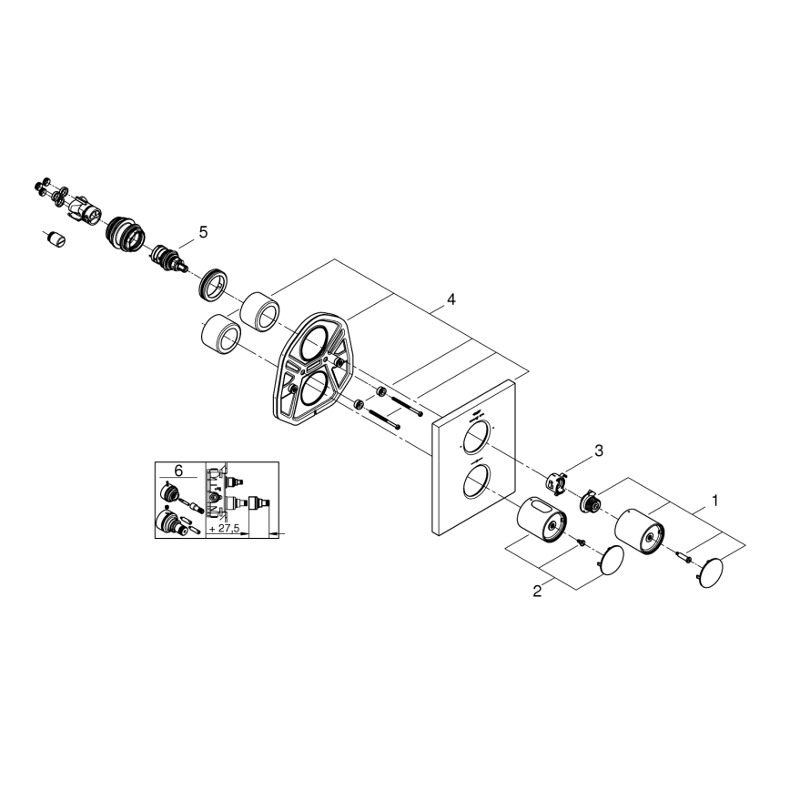 GROHE 27618000 - GROHTHERM F thermostatische afdekplaat, glanzend chroom