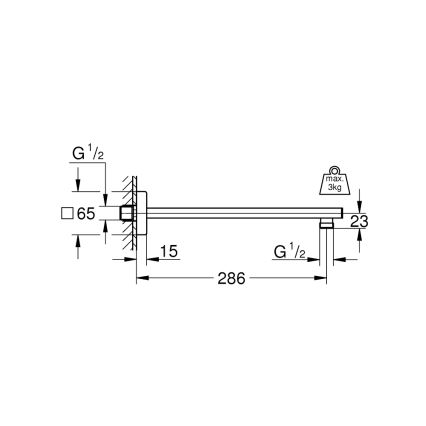 GROHE 27709000 - RAINSHOWER douchearm 286 mm glanzend chroom