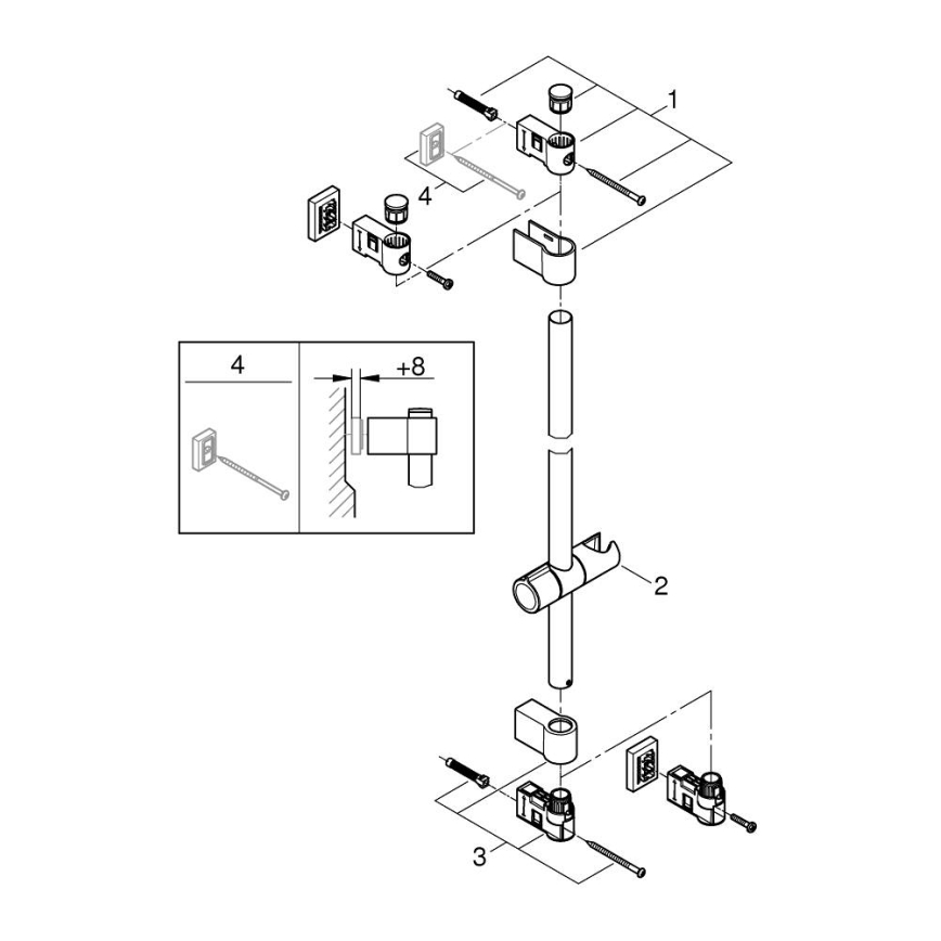 GROHE 277242431 - Douchestang VITALIO UNIVERSAL 600 mm zwart