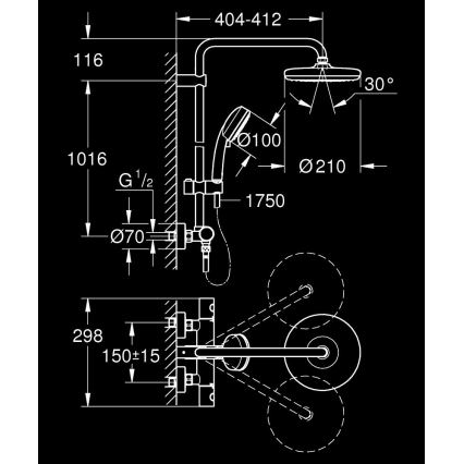 GROHE 27922001 - Doucheset met thermostaatkraan TEMPESTA COSMOPOLITAN 210 glanzend chroom