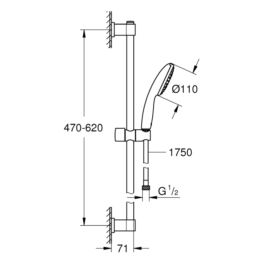GROHE 27942001 - Ensemble de douche VITALIO START 110 600 mm, chrome brillant
