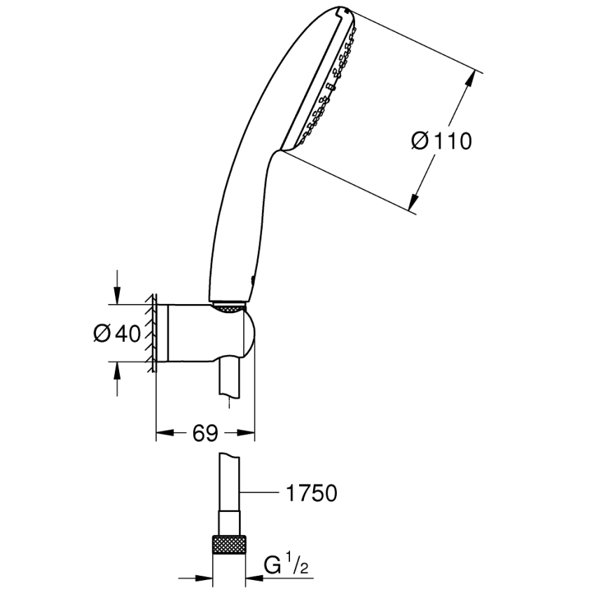 GROHE 27944001 - Doucheset VITALIO START 110 110 mm glanzend chroom
