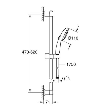 GROHE 27948001 - Ensemble de douche VITALIO START 110 600 mm chrome brillant