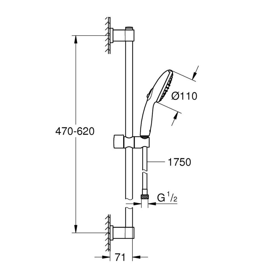 GROHE 27948001 - Ensemble de douche VITALIO START 110 600 mm chrome brillant