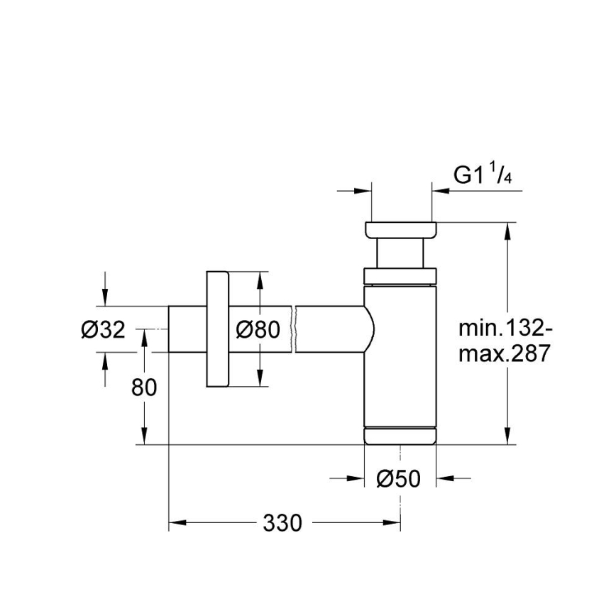 GROHE 28912DL0 - Siphon DN 32 en cuivre