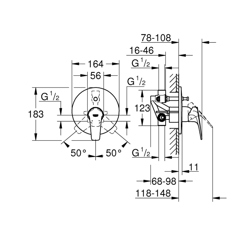 GROHE 29117000 - Mitigeur de baignoire LINEARE chrome poli