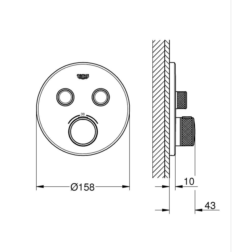 GROHE 29119GN0 - Thermostat encastré GROHTHERM SMARTCONTROL, finition dorée