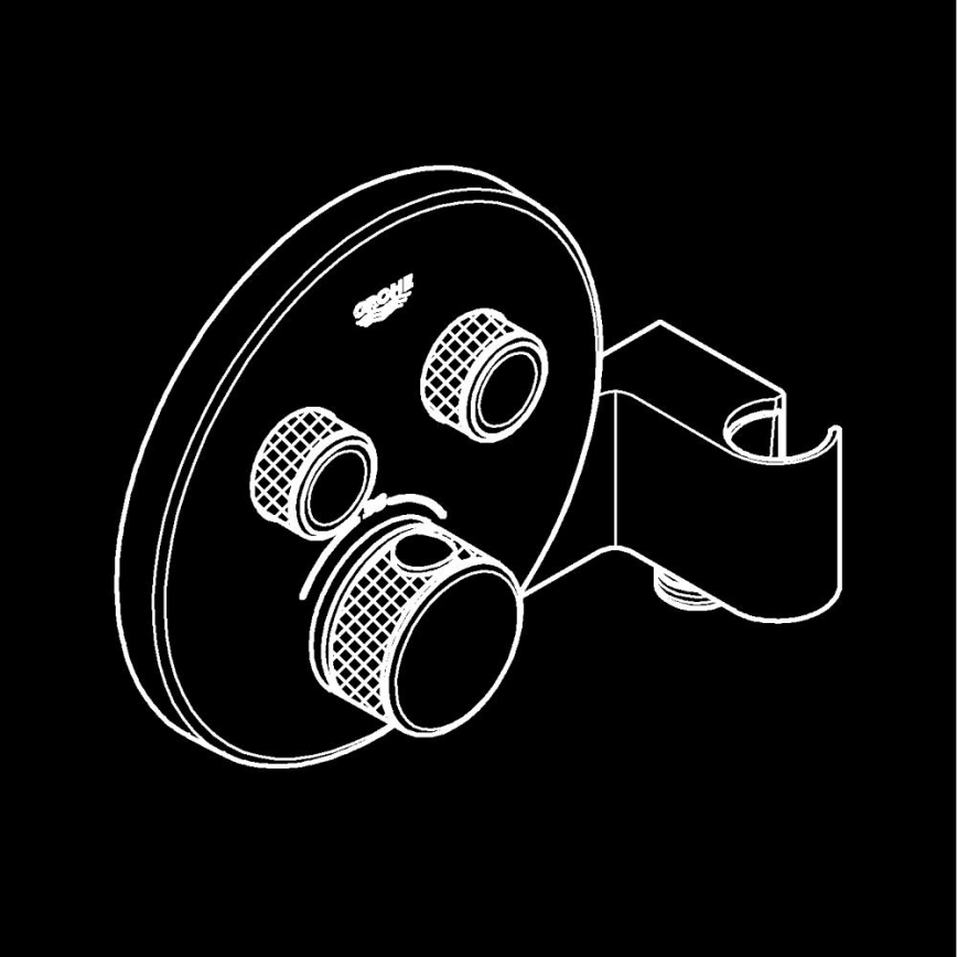 GROHE 29120000 - Mitigeur thermostatique de douche encastré GROHTHERM SMARTCONTROL + support, chromé