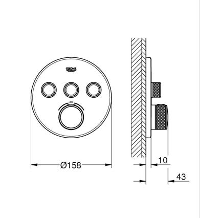 GROHE 29121AL0 - Thermostatische inbouw-douchekraan GROHTHERM SMARTCONTROL, grafiet