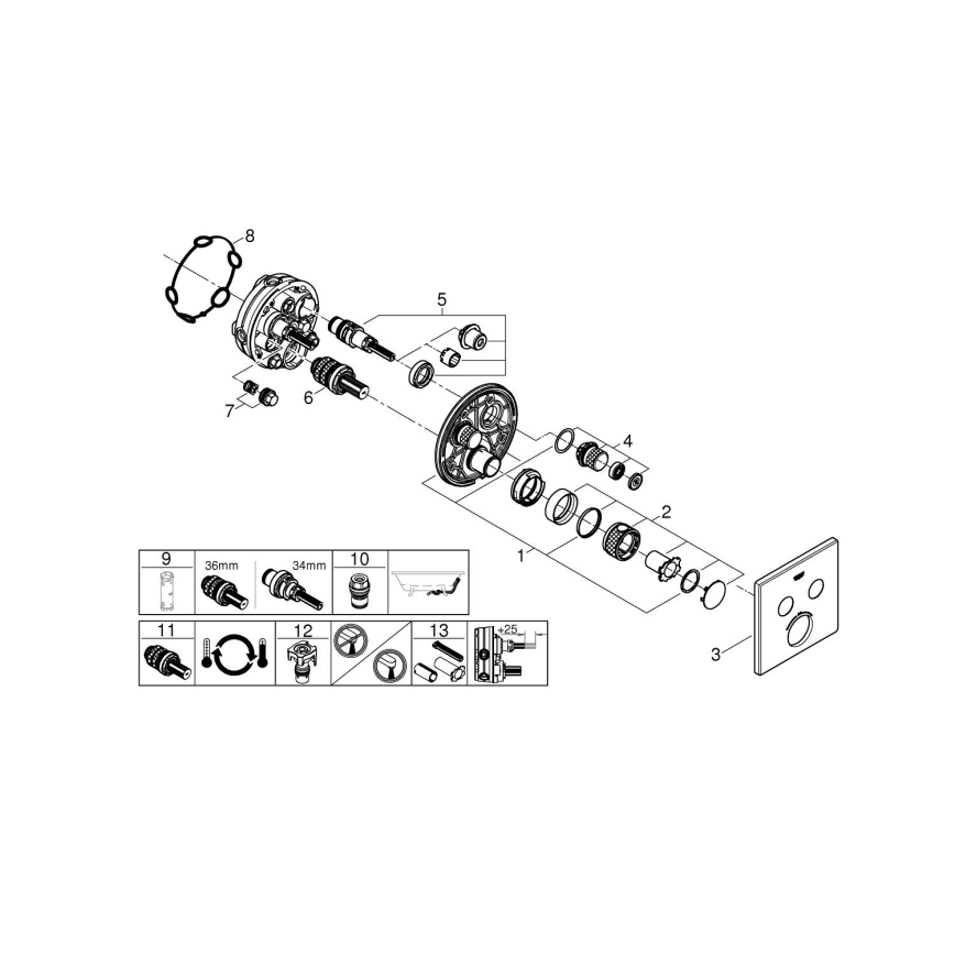 GROHE 29124A00 - Mitigeur thermostatique GROHTHERM SMARTCONTROL graphite