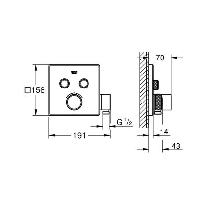 GROHE 29125000 - Mitigeur thermostatique pour baignoire GROHTHERM SMARTCONTROL chrome