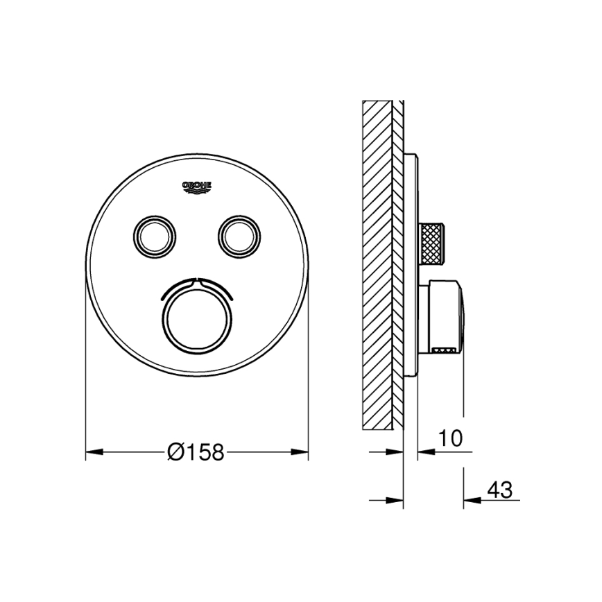 GROHE 29145000 - Cache pour mitigeur encastré SMARTCONTROL, chrome brillant