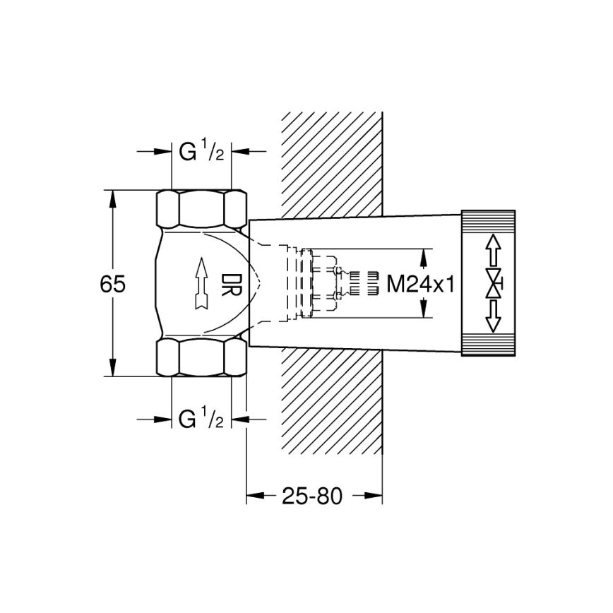 GROHE 29800000 - Onderstuk voor inbouwventiel DN 15, messing