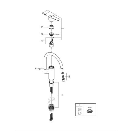 GROHE 30469000 - Mitigeur d'évier START, bec haut, chrome brillant