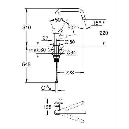 GROHE 304702430 - Keukenkraan START 310 mm zwart