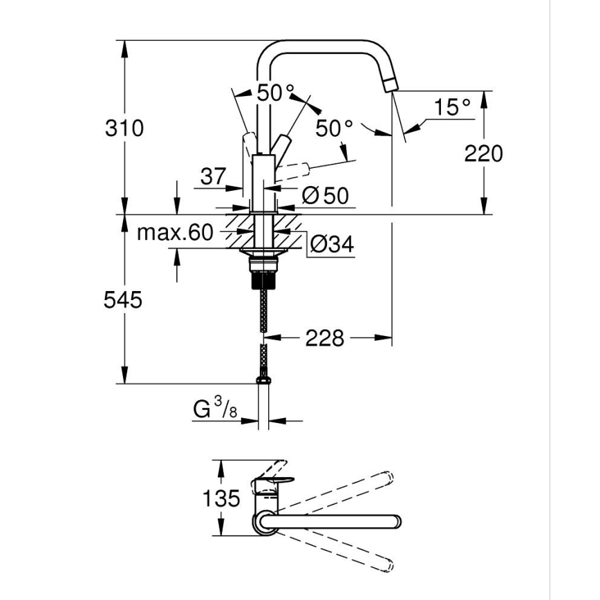 GROHE 304702430 - Keukenkraan START 310 mm zwart