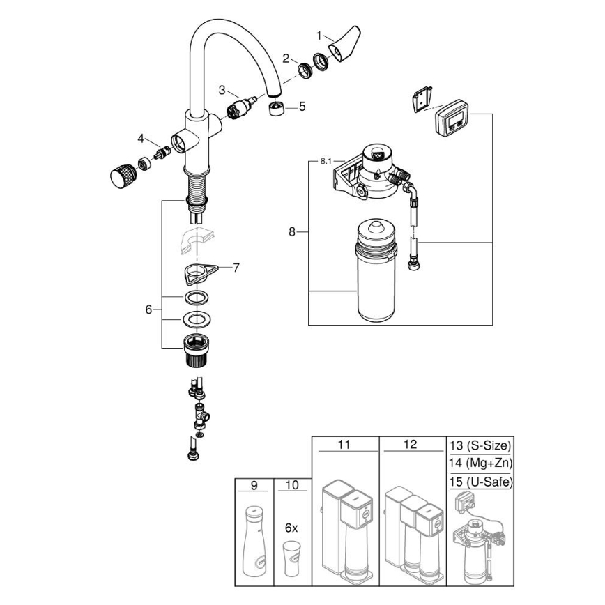 GROHE 30593000 - Keukenkraan BLUE PURE C-uitloop glanzend chroom