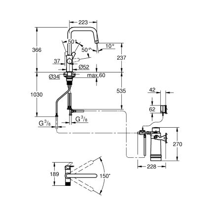 GROHE 30594000 - Keukenkraan BLUE PURE Start met Ultrasafe-filterfunctie, chroom