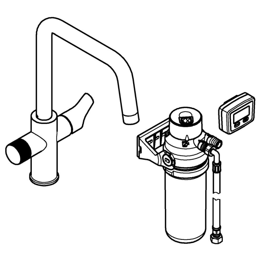 GROHE 30596000 - Mitigeur d'évier BLUE PURE avec fonction de filtration, chrome brillant