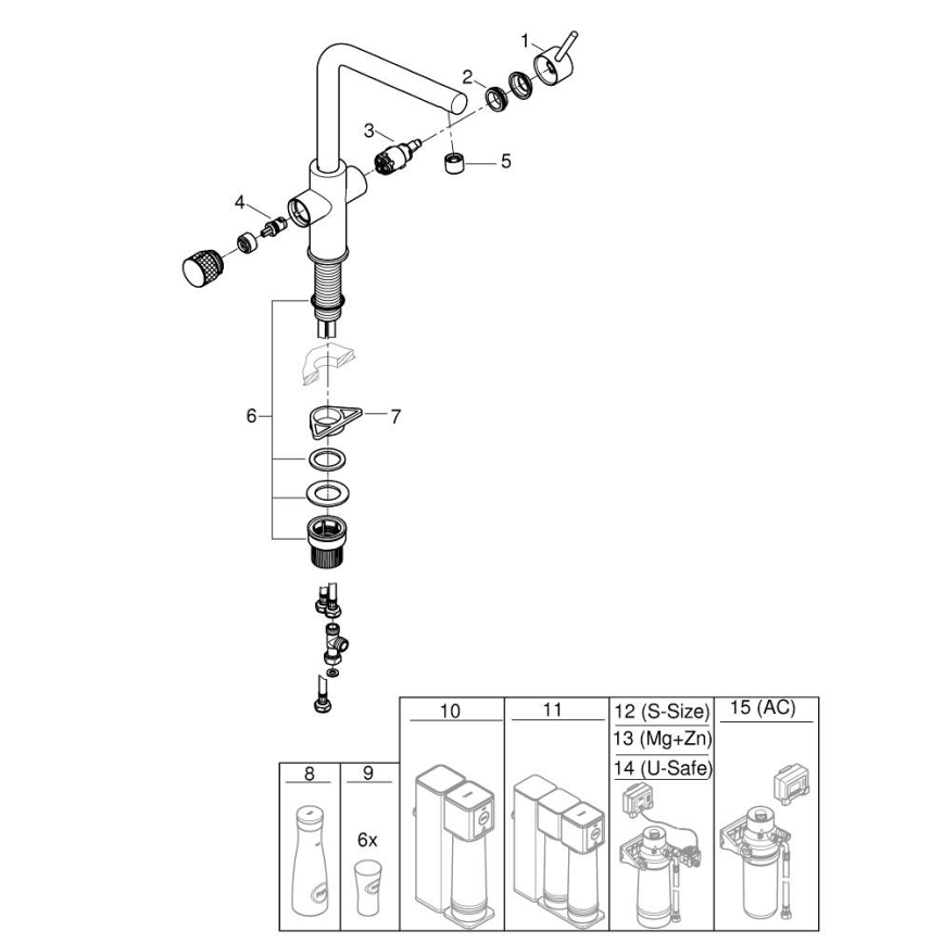 GROHE 30600000 - Keukenkraan BLUE PURE L-uitloop, glanzend chroom