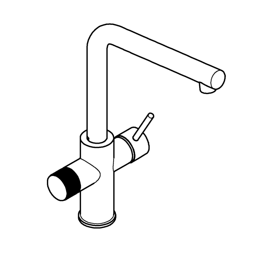 GROHE 30600000 - Mitigeur d'évier BLUE PURE, bec en L chromé brillant