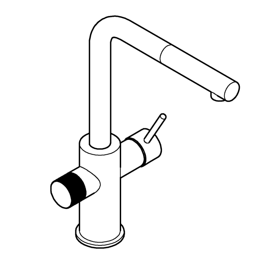 GROHE 30601000 - Mitigeur d'évier BLUE PURE A avec douchette extractible, chrome brillant