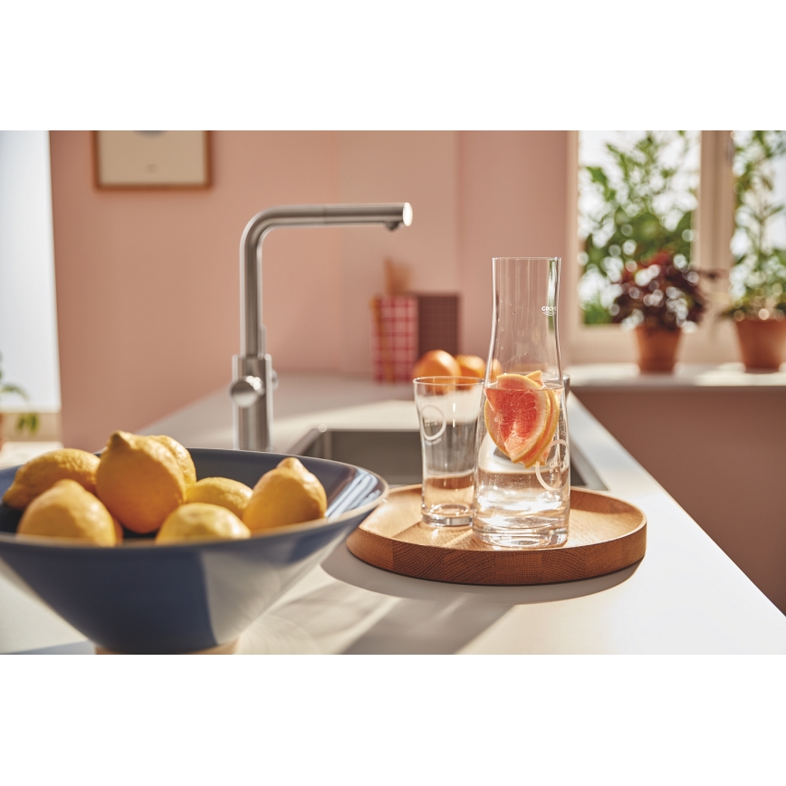 GROHE 30601DC0 - Mitigeur d'évier BLUE PURE avec douchette extractible en acier inoxydable